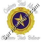 Gold Star Pin Design with Text above and below - Dark Clothing