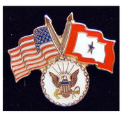 Navy Pin with Crossed US/Service Flags