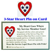 3-Star Service Flag Heart Pin