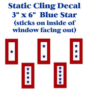 Blue Star Static Cling Decal 3" X 6"