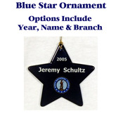 Blue Star Ornament w/Custom Text and Selected Branch logo