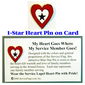 1-Star Service Flag Heart Pin