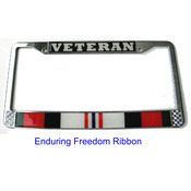 Veteran Enduring Freedom Ribbon License Plate Frame (Limited Availability)